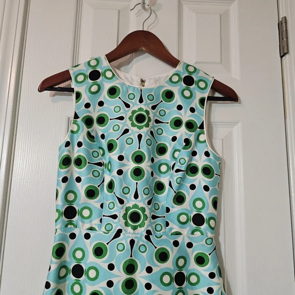 Kate Spade Solar Miriam Sheath Dress Silk Blend Blue Green Size 0 Spring Summer - Picture 2 of 13